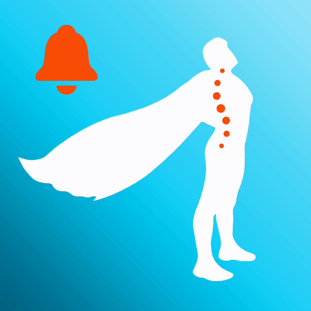 Posture reminder app interface showing posture improvement features and smart notifications